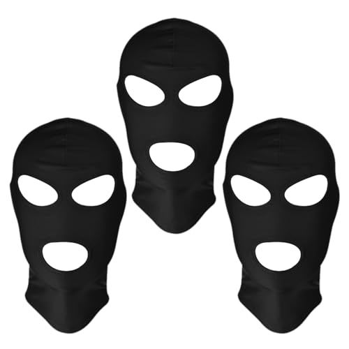 SKHAOVS 3 Pezzi Balaclava Nero, Passamontagna, Skimask per Uomo e Donna, Elastico Maschera da Sci, Sottile e Leggero...