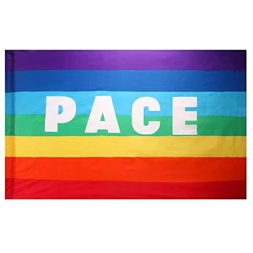 LATRAT Bandiera pace grande, Bandiera Pace Arcobaleno, Bandiera Pace 90x150cm, Applica a Interno ed esterno/Attività di...