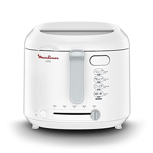 Moulinex AF2031 Friggitrice, Uno, Capacità di 1 Kg per 4 persone, Capacità olio 1,8 L, Bianco