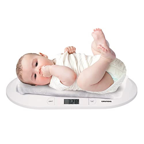 Grundig Bilancia Neonato Digitale - Precisione 10 Grammi - Max 20 Chili - Bilancia Pesapersone Digitale Funzione Tara -...