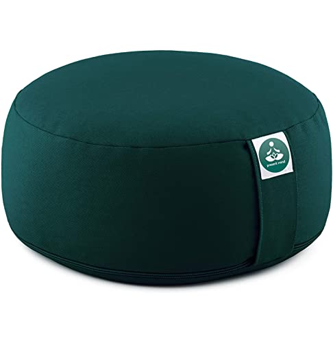 Present Mind Zafu Cuscino Meditazione Tondo (Altezza 16 cm) - Colore: Verde Smeraldo - Cuscino Zafu Yoga/Cuscino Yoga -...