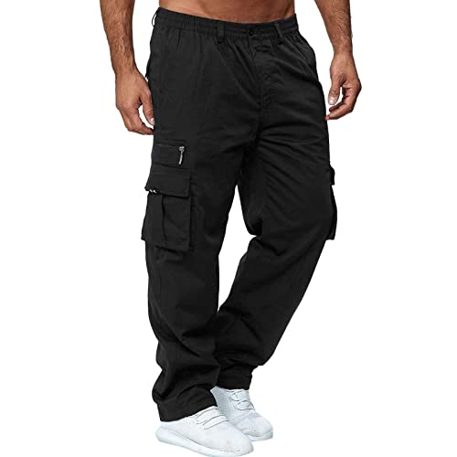 MJGkhiy Pantaloni Cargo Uomo Pantaloni da Lavoro con Tasche Laterali Pantalone Uomo Lunghi Casual Sport Pantalone...