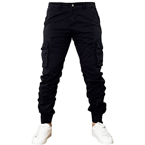 Toocool Pantaloni Uomo Cargo Militari tasconi Laterali Casual Cotone G6538 [36/tg 50,G6570 Nero]