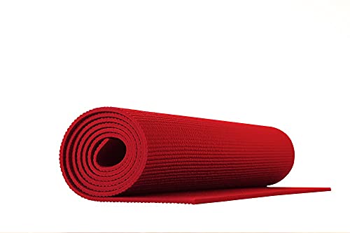 Tappetino Yoga Fitness Ginnastica Tappeto Palestra Antiscivolo Arrotolabile 61 x 173 Cm - Rosso