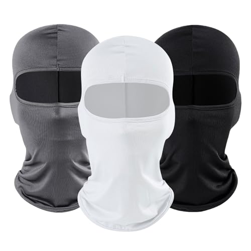 SKHAOVS 3 Pezzi Passamontagna, Skimask per Uomo e Donna Balaclava Nero+Bianco+Grigio, Elastico Maschera da Sci, Morbido...