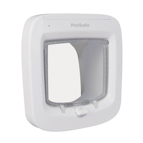 PetSafe Gattaiola con microchip, porticina per animali domestici a batteria, chiusura a 4 vie e installazione...