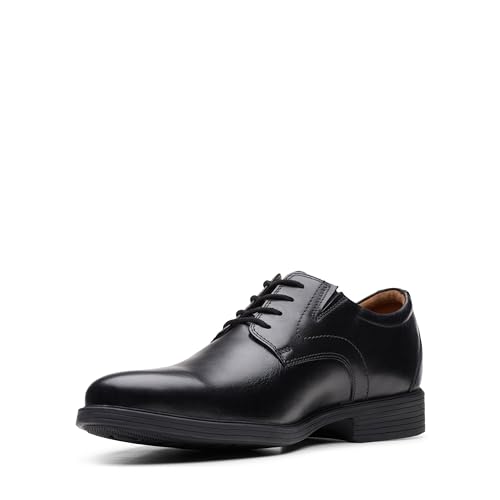 Clarks Whiddon Plain Shoes, Scarpe Stringate Derby Uomo, Black Leather, 44 EU