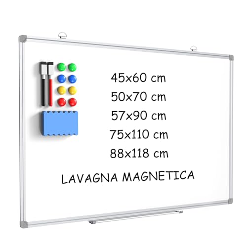 DOLLAR BOSS Lavagna magnetica, 57 x 90 cm cornice in alluminio, lavagna bianca cancellabile a secco, lavagna magnetica...