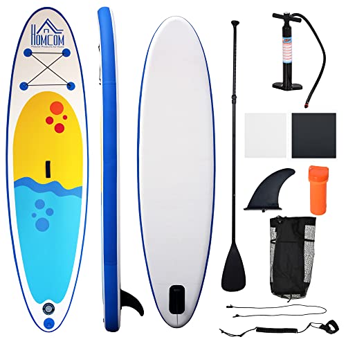 HOMCOM Tavola SUP Gonfiabile Stand Up Paddle con Pagaia Regolabile, Tavola da Surf con Accessori Inclusi, Blu...