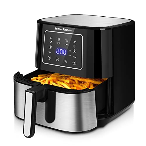 Friggitrice ad Aria 5.5L, Air Fryer con 7 Programmi, Anti-surriscaldamento, Display Digitale,Fornetto Elettrico con...