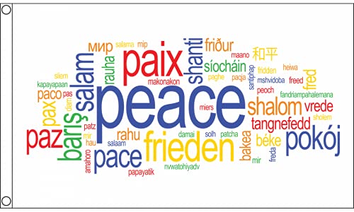 BANDIERA PACE MULTILINGUE 150x90cm - BANDIERA PAZ PAIX PEACE FRIEDEN 90 x 150 cm - AZ FLAG