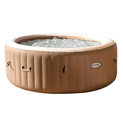 Intex 28426EX - PureSpa Vasca Idromassaggio Gonfiabile Bubble Massage, 4 posti, 120 Getti, Riscaldatore, PVC, Beige,...