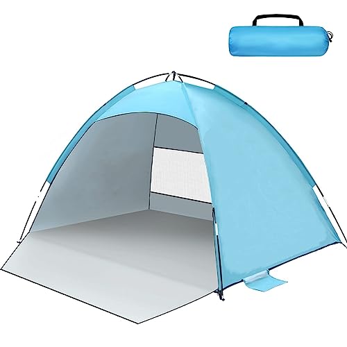 Tenda da Spiaggia Portatile per 2-3 Persone, Leggera Tenda Sole Spiaggia, Protezione Solare UPF 50+ Tenda Parasole da...