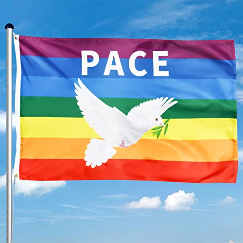 Bandiera Pace, Bandiera della Pace 90 X150cm, Bandiera della Pace Arcobaleno, Bandiere della Pace Grande, Bandierine...