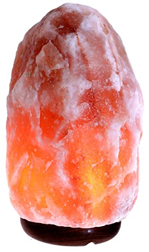 Lampada di sale rosa dell’Himalaya originale 2/3 kg, 100% Naturale, base in legno, 1 lampadina con spina Europea...