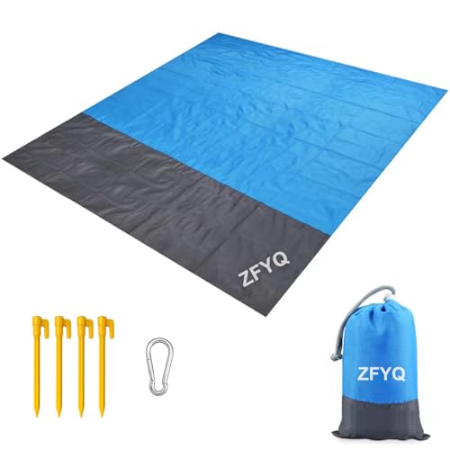 ZFYQ Coperta da Spiaggia, 200 x 210 cm Anti Sabbia Portatile Coperta da Picnic con 4 Picchetti Fixed per Picnic,...