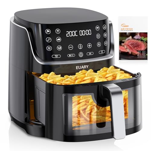 EUARY Friggitrice Ad Aria Calda 8 Litri 1700W Air Fryer XXL con 12 Programmi LED Touch Screen Friggitrice Senza Olio per...