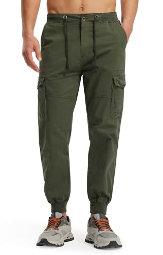 Libin Pantaloni Cargo da Uomo, Pantaloni Cargo da Jogging, Casual, Pantaloni Sportivi con Coulisse, con 6 Tasche, Tinta...