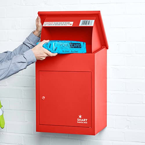 Smart Parcel Box, cassetta postale da parete, colore rosso, per garantire maggiore sicurezza quando si ricevono pacchi...