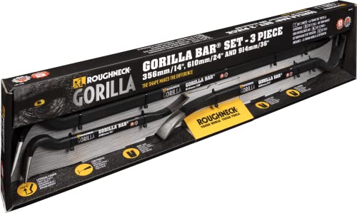 Set di 3 pezzi di piede di porco Roughneck Gorilla Bar (misure 14', 24', 36', piede di porco, acciaio di alta qualità,...