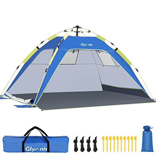 Glymnis Tenda da Spiaggia Quick-up Tenda Istantanea Portatile Protezione Solare UPF 50+ per 3-4 Persone, Dimensione di...