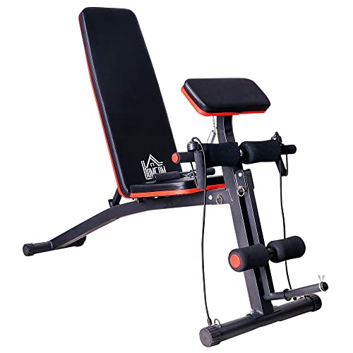 HOMCOM Panca Multifunzione Regolabile per Addominali, Panca Pesi Palestra per Allenamento Braccia e Gambe 54x160x106cm,...