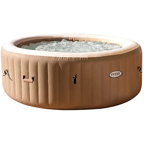 Intex 28428EX - PureSpa Vasca Idromassaggio Gonfiabile Bubble Massage, 6 posti, 140 Getti, Riscaldatore, PVC, Beige,...