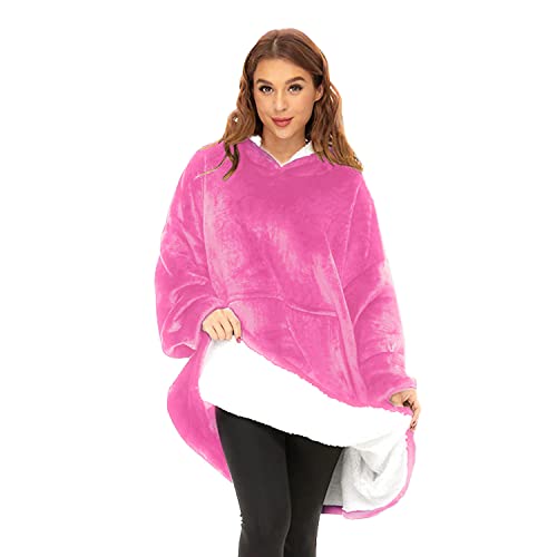 O³ Coperta con cappuccio, plaid con maniche, indossabile in pile, Felpa oversize donna, Blanket hoodie - Confortevole e...