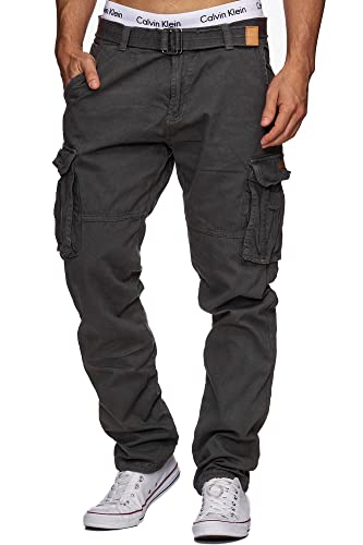 Indicode Uomini William Cargo Pants | Pantaloni Cargo in Cotone con 7 Tasche Incluso Cintura Raven M