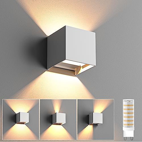 Applique da Parete Interno/Esterno con G9 Sorgente Luminosa Sostituibile, Lampada da esterno 9W 3000K Bianco Caldo IP65...