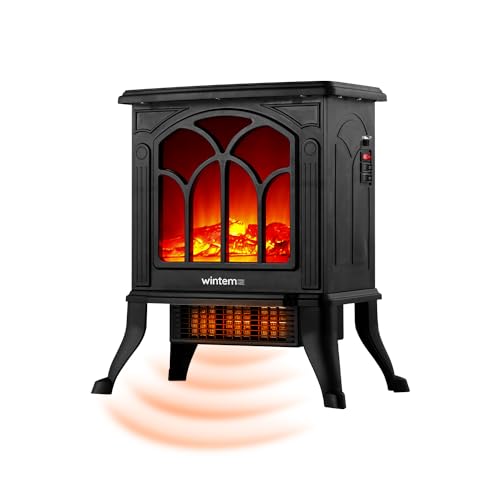 Persefone Caminetto Elettrico da Terra con Effetto fiamma e legna 750W / 1500W con controllo termostatico della...