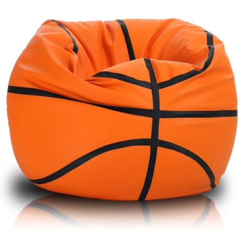 Ecopuf Basket - Pouf Poltrona Sacco a forma di Palla da Pallacanestro in Ecopelle Taglia XL - Pouf Sacco Sedia Gaming -...