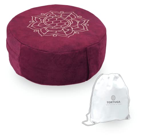 TORTUGA - Cuscino Meditazione Yoga Zafu - Altezza 15cm - Ripieno di grano saraceno sostenibile - Fodera velluto pregiato...