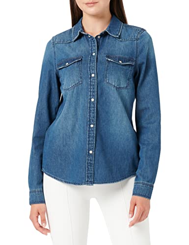 VERO MODA Vmmaria LS Slim Shirt Mix New Noos Camicia da Donna, Media Blu Denim, S