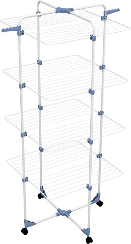 Gimi Modular 4 Stendibiancheria Da Pavimento, Stendino A Torre, Verticale, Con Ruote, Acciaio, Bianco