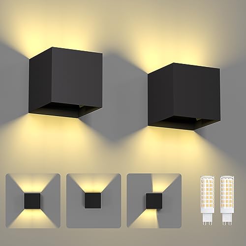 2 Pezzi 7W Applique da Parete Esterno Interni LED Lampada, IP65 Lmpermeabili con Lampadina Sostituibile G9 LED, Bianco...