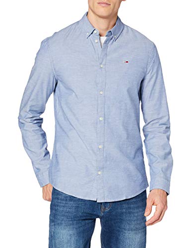 Tommy Hilfiger Tjm Slim Stretch Oxford Shirt Dm0dm09594, Camicie a maniche lunghe / Top in tessuto Uomo, Blu (Twilight...