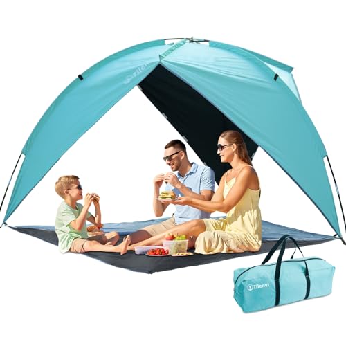 Tenda da Spiaggia, Parasole per 2-3 Persone, Protezione UV 80+ Portatile, Istantanee, Familiari per Vacanza, Campeggio,...