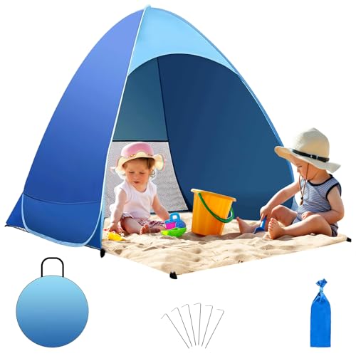 LOVICVKEM Tenda da Spiaggia, Tenda Mare Pop Up Portatile, Protezione Solare UPF 50+ Dai Raggi UV per 1-3 Persone,...