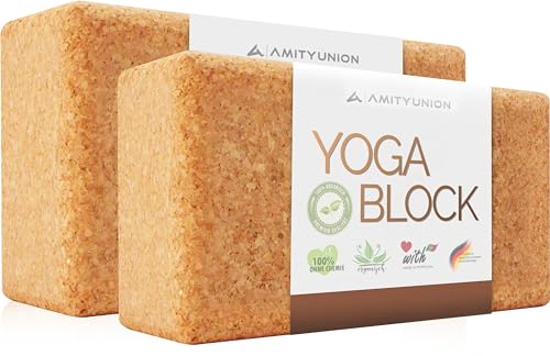 Set di blocchi yoga di 2 sughero 100% naturale - Hatha Klotz anche per principianti Meditazione e Pilates, accessori per...