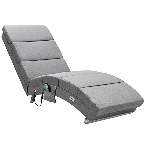 CASARIA Relax Lounge XXL 186x89x55cm Ergonomica Lettino Funzione Massaggiante in Stoffa Grigio