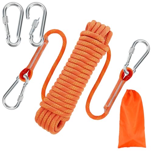 RAKUTE 10M Corda da Arrampicata, 10mm Corda di Sicurezza con 2 Moschettoni e Borsa Organizer, capacità di Carico...