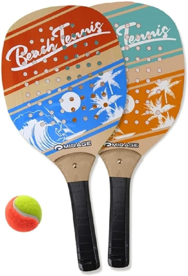 Racchette da spiaggia in legno racchettoni da mare con pallina tennis giochi racchetta beach tennis spiaggia giardino...