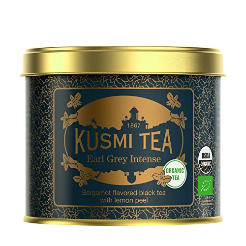 Kusmi Tea - Earl Grey Intense Bio - Tè nero aroma bergamotto con scorze di limone - Scatola 100 g