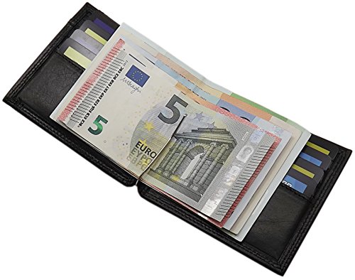 Pelle Vacchetta dollarclip portafoglio MJ-Design-Germany Scomparti per carte, in nero