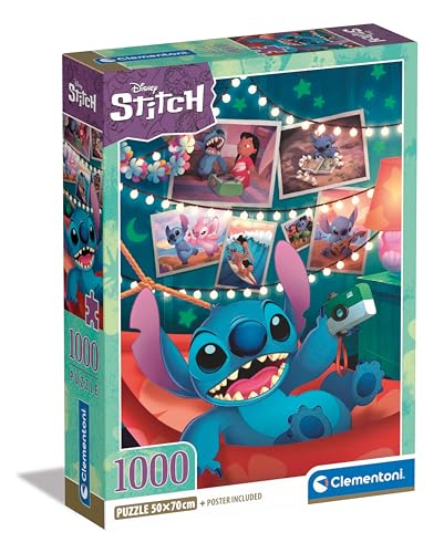 Clementoni- Disney Stitch Stitch-1000 Pezzi, Poster Incluso, Puzzle, Divertimento per Adulti, Made in Italy, 39793,...