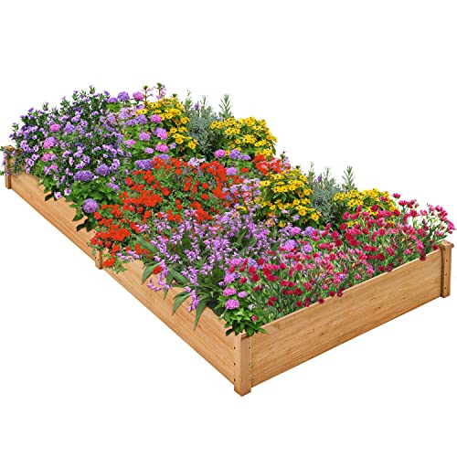 Yaheetech Letto Rialzato da Giardino in Legno Massiccio 234,5 cm × 120,5 cm × 25,2 cm con Griglia Centrale Fioriera da...