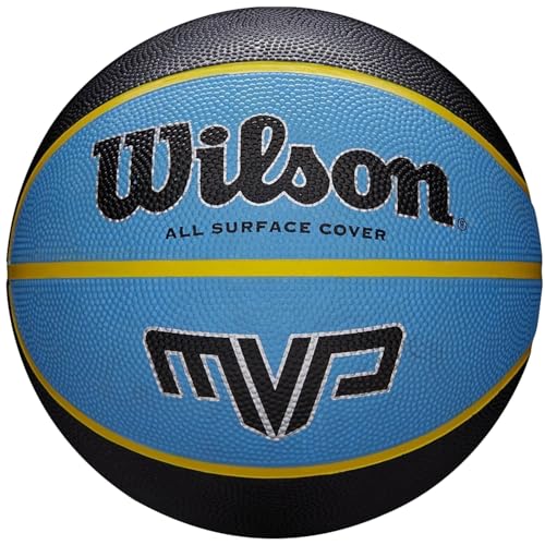 Wilson, Pallone da basket, MVP, Nero/Blu, Misura 7, Gomma, Uso all'interno e all'esterno, WTB9017XB07