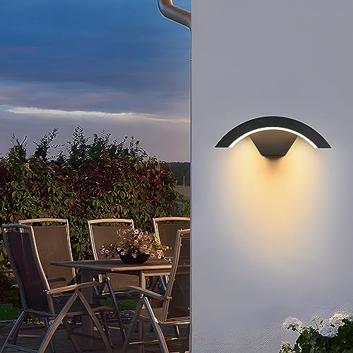 SENQIU Lampada da Parete Esterno Moderna, 24W Applique da Parete Design Curvo, 3000K Luce Bianco Caldo, IP65...