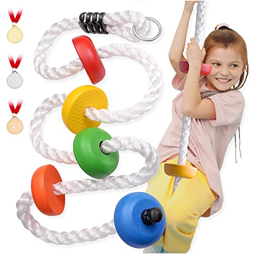 Kleintober Corda da arrampicata per bambini, corda da arrampicata con istruzioni e medaglie, per arrampicata e...